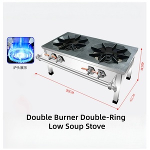 Cuisinière à gaz GPL haute pression en acier inoxydable avec brûleur wok et étagère, équipement de cuisine professionnel pour restaurants - Product Image 1