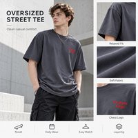 T-shirt Oversize Personnalisé ODM 100% Coton, Col Rond, Manches Courtes, Gris, Effet Délavé Vintage, Coupe Ample, Style Streetwear Décontracté, Vierge pour Impression