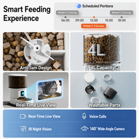 Distributeur automatique de nourriture sèche pour animaux de compagnie 4L WiFi avec vidéo en temps réel, interaction vocale et contrôle des portions