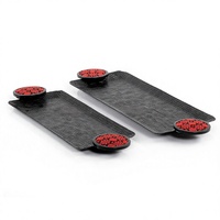 Plateau de service rectangulaire en métal noir avec revêtement poudré, nouveau plateau à chocolat, plateau à chocolat élégant et classique