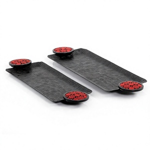 Plateau de service rectangulaire en métal noir avec revêtement poudré, nouveau plateau à chocolat, plateau à chocolat élégant et classique - Product Image 1