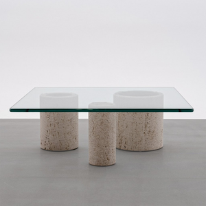 Table à thé nordique en marbre naturel <span class=keywords><strong>travertin</strong></span>, salon de luxe, verre transparent, table à thé carrée, table basse - Product Image 2
