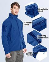 Fabricant de vêtements, veste de randonnée en softshell imperméable personnalisée, veste coupe-vent, veste à capuche avec fermeture éclair