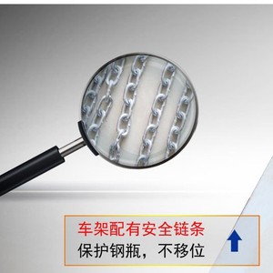 Stainless Steel Gas Cylinder Trolley 1010x430x720mm <b>Foldable</b> Four-Wheel Industrial Handcart Lake Blue - Product Image 4