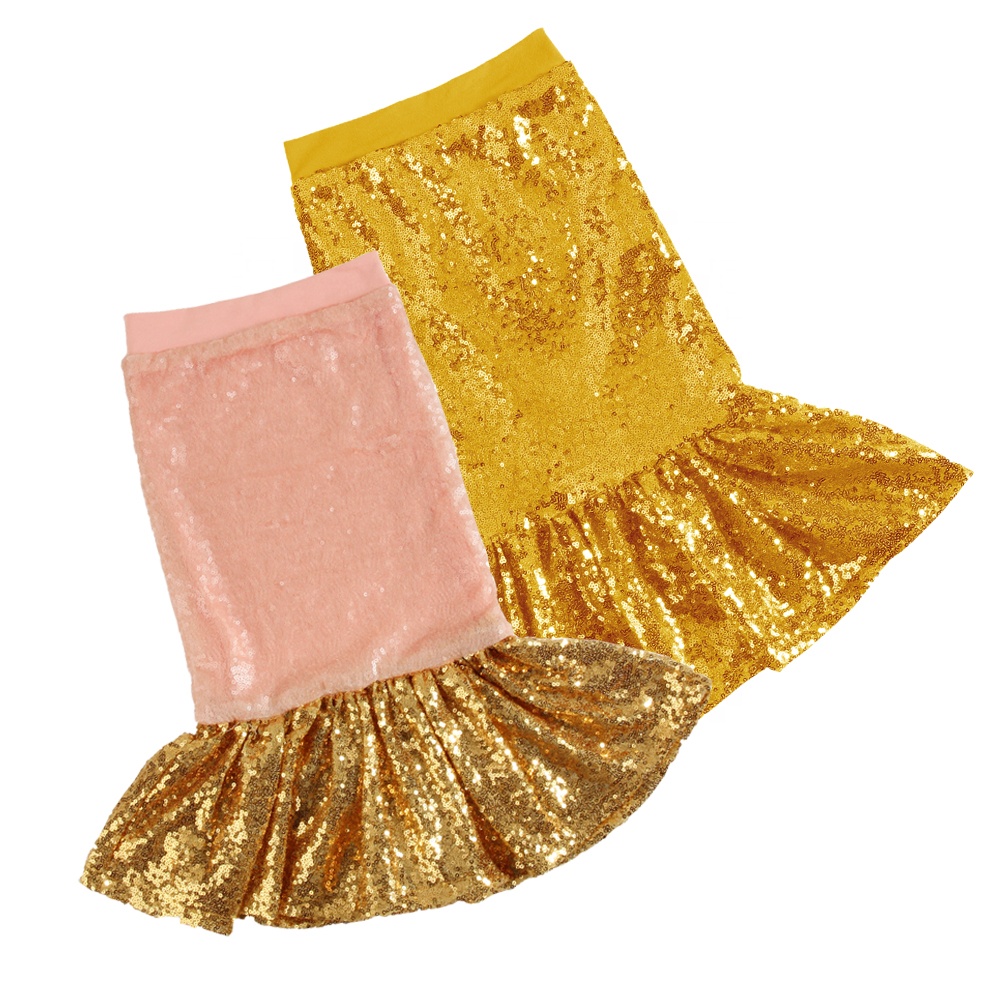 Детский костюм русалки, юбка с блестками и оборками, для девочек