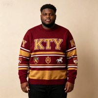 Pulls en tricot à manches longues en gros, pulls brodés avec logo, tenues du Nouvel An, sweat-shirts