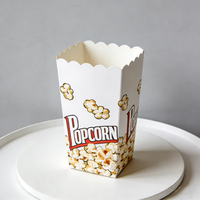 Boîtes à popcorn jetables de qualité alimentaire avec logo personnalisé imprimé, style dossier, boîte à popcorn en papier de qualité alimentaire