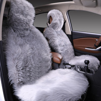 Housse de siège de voiture chauffante pour l'hiver, en laine cachemire épaisse et longue haute densité, coussin de dossier de siège auto