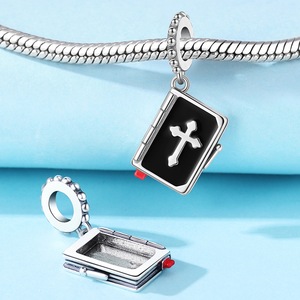 <b>Cute</b> White Brass Cross Angel Zircon Charms Exquisite Religious Style Unisex DIY Jewelry Pendant Set - Product Image 6