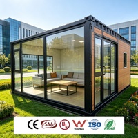 Bureau conteneur modulaire démontable avec mur en verre à rupture de pont thermique en aluminium et certification électrique locale pour usage commercial