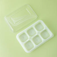 Boîte à macarons jetable pliable en plastique transparent, 6 cavités, en PET de qualité alimentaire, plateau d'emballage pour sushis, desserts et pâtisseries avec couvercle
