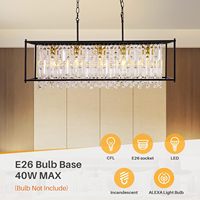 MEEROSEE Lustre Rectangle Or pour Salle À Manger Pendentif Long Bar Lumière Hôtel Chambre Nordique Moderne LED Plafonnier MD98029