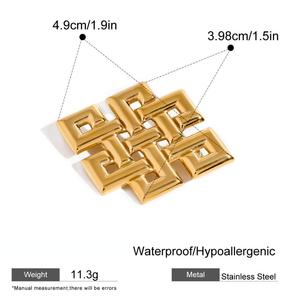 Mode rétro ensemble de bijoux en or 18k acier inoxydable noeud celtique creux broche collier boucles d'oreilles bijoux étanches