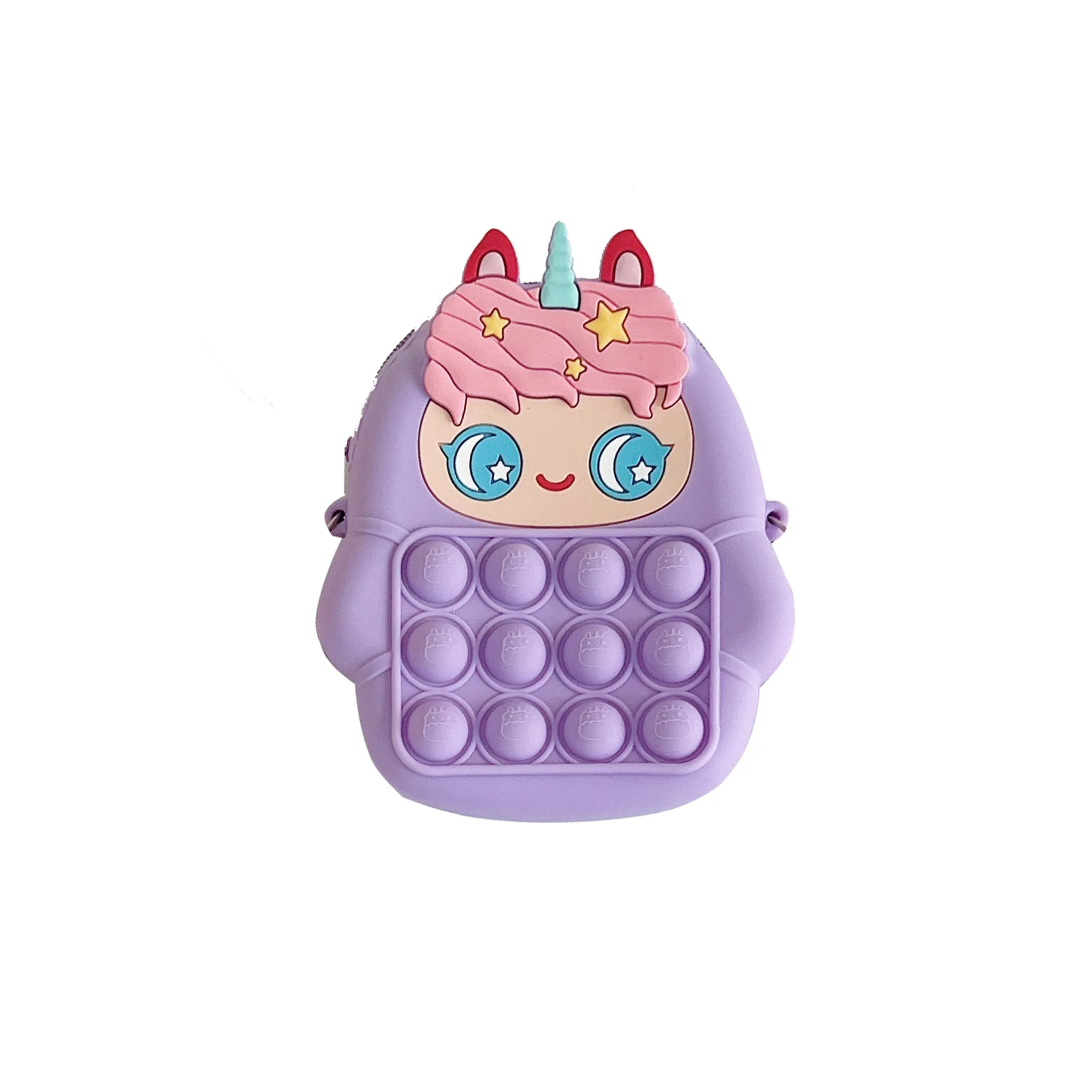 Low MOQ Cute Cartoon Kids Bag Girls Toy Pop Bubble Unicorn Crossbody Shoulder Bag for Children or Women