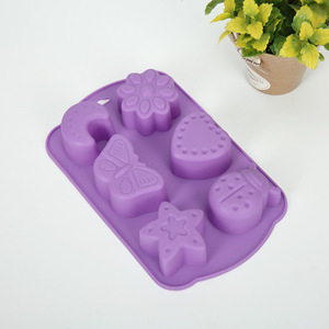 Silicone Cake <b>Mold</b> 6 Piece Butterfly Star Insect Shape For Baking <b>Jelly</b> Soap Making Pink Purple - Product Image 2