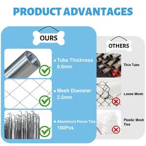 Grand <span class=keywords><strong>chenil</strong></span> extérieur durable en métal et en acier avec toit et sol en boîte pour une protection complète - Product Image 4