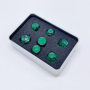 Jeu de 7 dés polyédriques personnalisés en émail vert solide Jeu du MDN Dés en métal pour donjons et dragons - Product Image 5