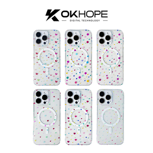 Custodia Trasparente <span class=keywords><strong>con</strong></span> Stampa Cuori e Stelle Colorati per iPhone, <span class=keywords><strong>Cover</strong></span> Protettiva Antiurto Magnetica <span class=keywords><strong>con</strong></span> Design a Pois <span class=keywords><strong>Arcobaleno</strong></span> - Product Image 6