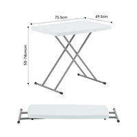 Table pliante compacte HOMFUL en plastique HDPE blanc 75,5x49,5cm, hauteur réglable 50-74cm, portable pour le camping, les pique-niques et le jardin