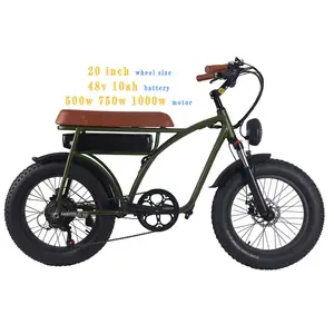Sepeda Listrik Suspensi Penuh Kursi Panjang, Sepeda Retro Vintage Gaya Moped 48V 750W Lepas Pasang, Pedal Sepeda Listrik Bantuan Lemak