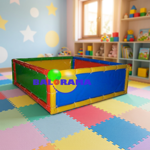 Piscine à balles intérieure 160x160x50 cm-Piscine à balles carrée en acier pour bébés Aire de jeux de couleur spéciale pour les occasions scolaires - Product Image 3