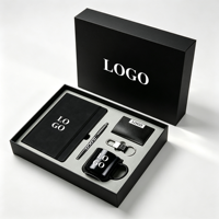 Ensemble cadeau d'affaires de luxe personnalisé avec logo, 5 en 1, comprenant un carnet A5, un stylo, un porte-clés, un porte-cartes, une tasse, kit de bienvenue pour les employés