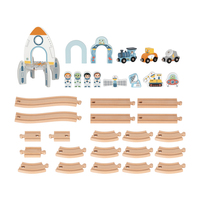 Jouet de station spatiale en bois, parking en bois, jouets de course de trains en bois pour enfants, jouets Montessori, voiture spatiale