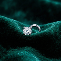 Nouveauté 2026 : Bijou de piercing corporel unisexe en argent sterling 925, clou de nez et boucles d'oreilles à bouton en moissanite VVS1 de 4 mm (0,24 ct) à enfiler