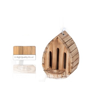 Maison pour papillons en bois Jingyuanju 16x19.5x13.2 pouces, habitat suspendu d'extérieur avec mangeoire, décoration de jardin - Product Image 5