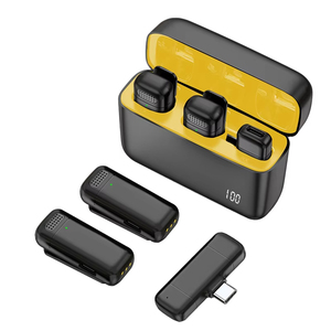 Micrófono inalámbrico Lavalier recargable portátil Grabación de audio/video Comunicación por cable Compatible Teléfono <span class=keywords><strong>PC</strong></span> Estuche de carga - Product Image 5