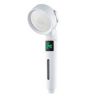 Pommeau de douche à affichage numérique de la température LED, alimenté par l'eau, trois modes, ABS chromé