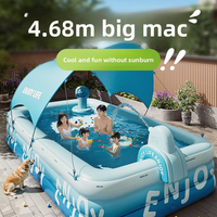 Grande piscine gonflable avec toboggan, pistolet à eau, pompe, pour la famille, adultes, enfants, intérieur, extérieur, fête aquatique d'été, piscine gonflable