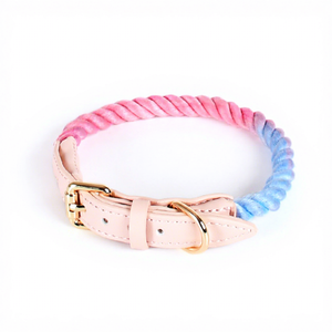 Collier en corde de coton fabriqué à la main pour chiens en cuir réglable hypoallergénique doux renforcé parfait pour l'entraînement quotidien des promenades - Product Image 2