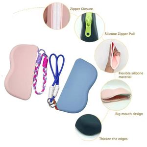 Étui à lunettes en silicone personnalisé avec logo, sangle de poignet, chiffon de nettoyage, organiseur de lunettes portable, étui de protection souple, 5 couleurs - Product Image 3