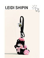 Porte-clés en peluche chat noir personnalisé avec logo, mignon, durable, motif dessin animé, avec breloque étoile et chapeau rose – Article promotionnel, cadeau pour petite entreprise
