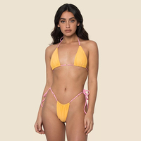 Oem Labels Bikini Fabrikant Hot Koop Custom Print Badpak Vrouwen Hoge Cut Tie Side Badmode