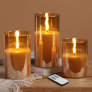Bougie LED sans flamme rechargeable avec télécommande, mèche 3D en verre, avec câble de charge pour la décoration de Noël à la maison - Product Image 1