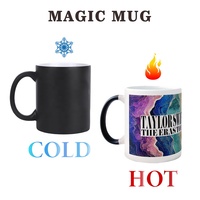 Tasse Magique en Céramique Personnalisable de 11 oz avec Couvercle et Ceinture Changeant de Couleur pour Café, Mug Vierge à Sublimation pour Impression par Transfert Thermique, Cadeau