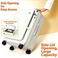 Valise à roulettes extensible grande capacité à ouverture latérale, avec serrure TSA, USB et antibactérienne, ensemble de bagages renforcés