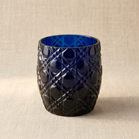 Tasse à café ou à thé en cristal bleu ovale bohème, écologique, réutilisable, portable, pour bière ou eau, avec logo personnalisé, boîte couleur, bordure en cristal