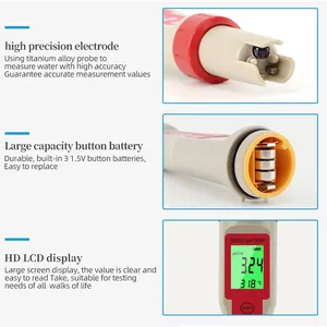 Testeur de qualité de l'eau multifonctionnel étanche (pH/TDS/EC/Temp) avec rétroéclairage, plage de pH 0,00-14,00, plage de TDS 0,1-60,0°C, pH TDS Temp, P - Product Image 2