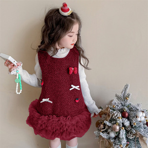 2025 nuovo abito estivo da ragazza in Chiffon al ginocchio con paillettes per piccola principessa gilet dolce con collo a o - Product Image 4