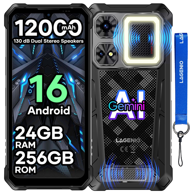 Brand New Original LAGENUI Rhino1 Pro 4G Rugged Phone 12000mAh Battery 64MP Camera 6.9" Display 120Hz Android 16 IP68