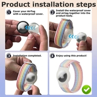 Bracelet de suivi AirTag en silicone étanche avec étui de protection et support réglable en nylon pour étiquette de localisation anti-perte, motif dessin animé