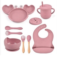 Ensemble de vaisselle pour enfants, bavoirs, assiettes, bols, cuillères, autres accessoires d'alimentation pour bébés, ensemble de vaisselle en silicone pour bébés