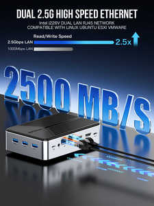 GMKtec G9 4-Bay NAS Mini PC N150 M.2 NVMe Ranuras Firewall Mini ordenador 12G LPDDR5 64GB EMMC Ubuntu 2x2,5G <span class=keywords><strong>Homelab</strong></span> Server WiFi6 - Product Image 6