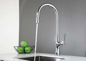 <span class=keywords><strong>Robinet</strong></span> de <span class=keywords><strong>cuisine</strong></span> OKIE Classic à poignée unique avec <span class=keywords><strong>douchette</strong></span> extractible, design rotatif à 360°, thermostat à bille de gravité - Product Image 2