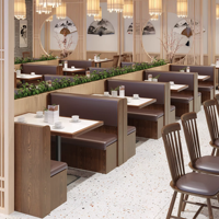 Ensemble de table et de chaises de salle à manger en bois massif de style rétro vintage pour restaurant, café, salon de thé