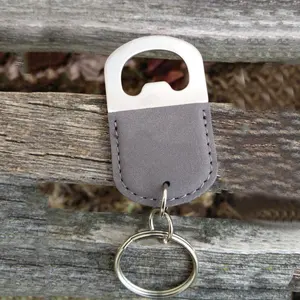 Tùy Chỉnh PU Da Rượu Bia Mở Chai Bia Keychain Cá Nhân Vòng Chìa Khóa