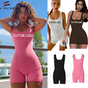Summer Light Casual Custom Logo <strong>Lounge</strong> Wear 2026 New Fashion Solid Color Sports O Collar Backless Fitness Lady Sexy <strong>Jumpsuit</strong> - Product Image 1
